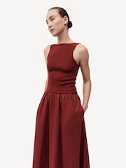 St Agni Red Bateau Cut Out Dress - Image 8 of 9