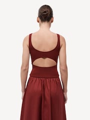 St Agni Red Bateau Cut Out Dress - Image 9 of 9