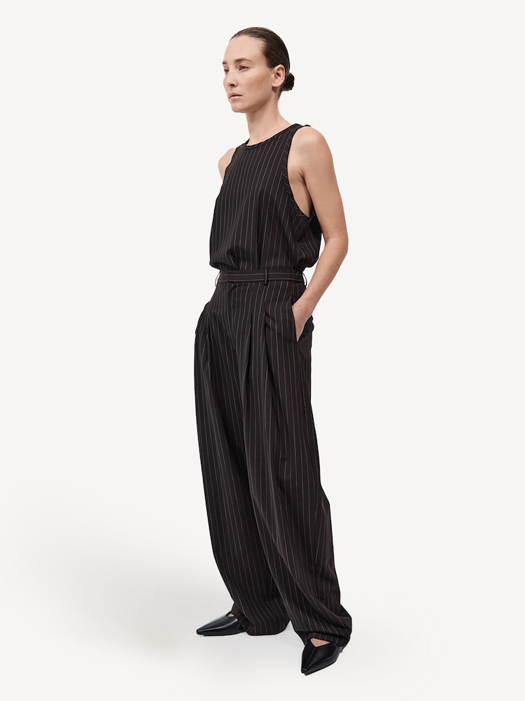 St Agni Brown Wool Pinstripe Tank - Image 2 of 7