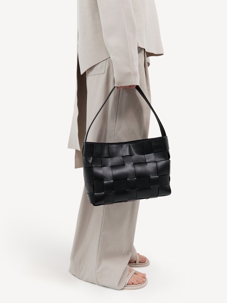 St Agni Black Woven Mini Tote - Image 1 of 4 St Agni Black Woven Mini Tote - Image 1 of 4