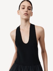 St Agni Black Plunge Neck Dress - Image 4 of 7