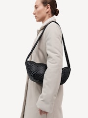 St Agni Black Lattice Weave Crescent Bag - Image 1 of 3