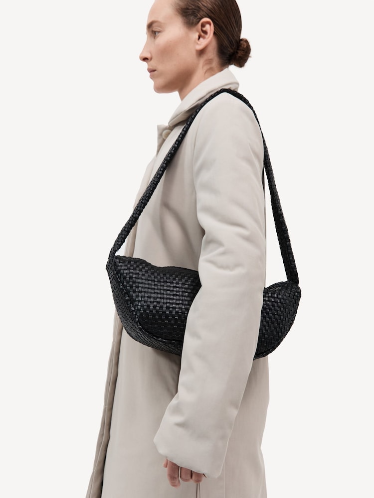 St Agni Black Lattice Weave Crescent Bag - Image 1 of 3 St Agni Black Lattice Weave Crescent Bag - Image 1 of 3