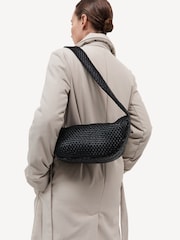 St Agni Black Lattice Weave Crescent Bag - Image 3 of 3