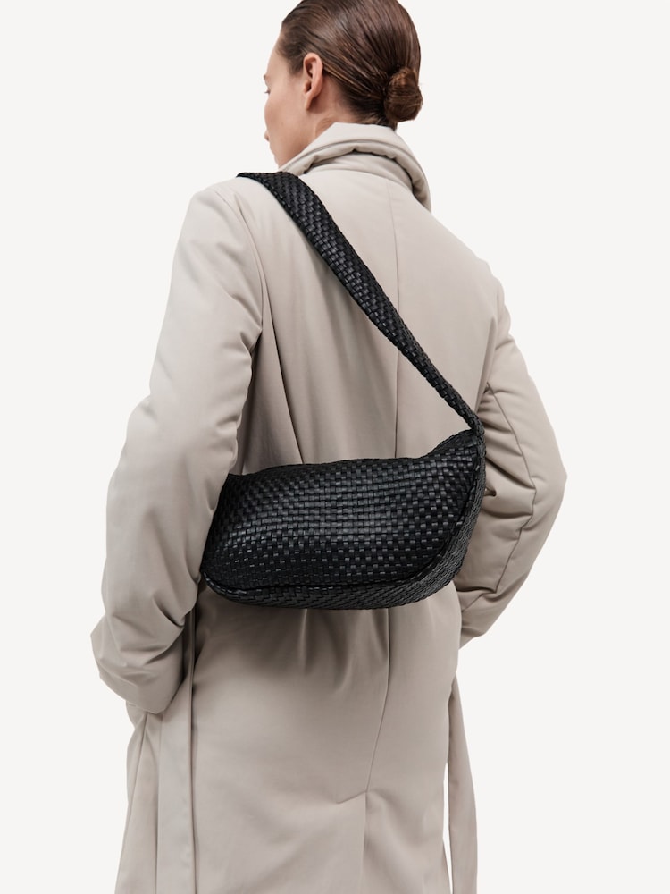 St Agni Black Lattice Weave Crescent Bag - Image 3 of 3 St Agni Black Lattice Weave Crescent Bag - Image 3 of 3
