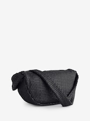 St Agni Black Lattice Weave Crescent Bag - Image 5 of 9