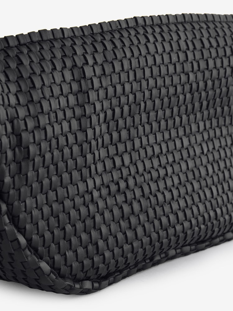 St Agni Black Lattice Weave Crescent Bag - Image 9 of 9