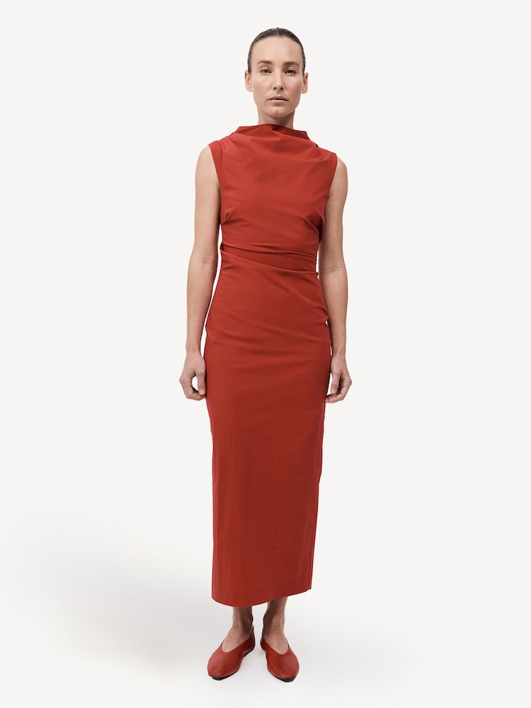 St Agni Red Soft Sculptural Dress - Image 1 of 7