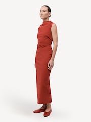 St Agni Red Soft Sculptural Dress - Image 3 of 7