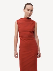 St Agni Red Soft Sculptural Dress - Image 5 of 7