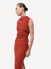 St Agni Red Soft Sculptural Dress - Image 6 of 7