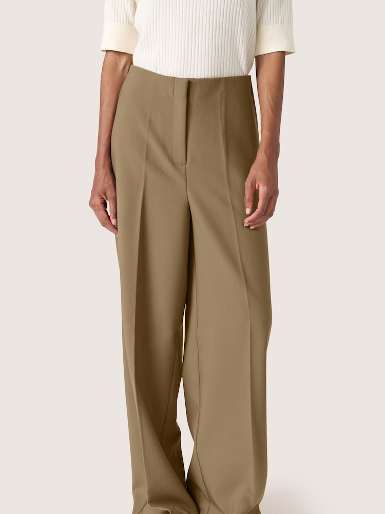 Soaked in Luxury Green Corinne High Waisted Wide Legs Trousers - Image 1 of 6