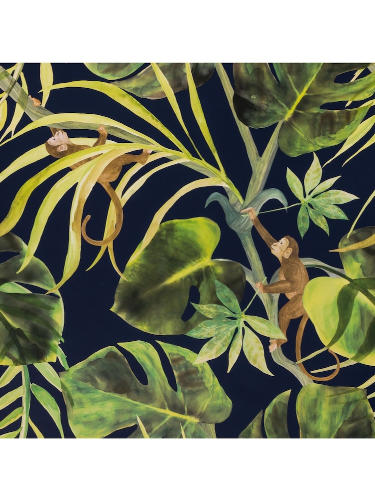 Clarke & Clarke Indigo Exotica 2 Monkey Business Wallpaper Sample - Image 1 of 1