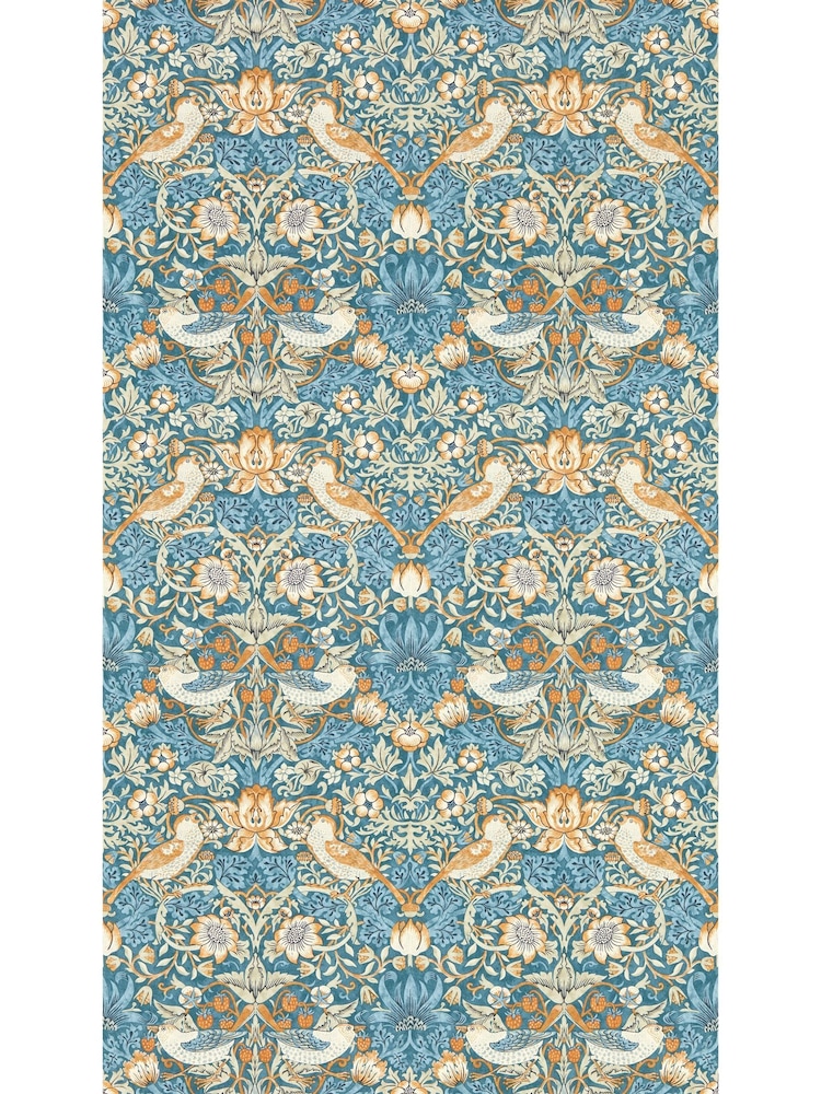 Clarke & Clarke Denim Spice William Morris Strawberry Thief Wallpaper Sample - Image 1 of 1
