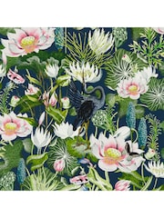 Clarke & Clarke Midnight Botanical Wonders Waterlily Wallpaper Sample - Image 1 of 1