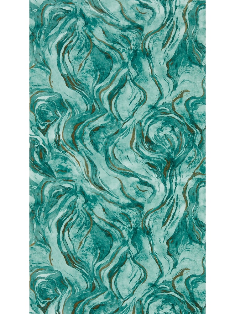 Clarke & Clarke Teal Lusso Lavico Wallpaper Sample - Image 1 of 1 Clarke & Clarke Teal Lusso Lavico Wallpaper Sample - Image 1 of 1