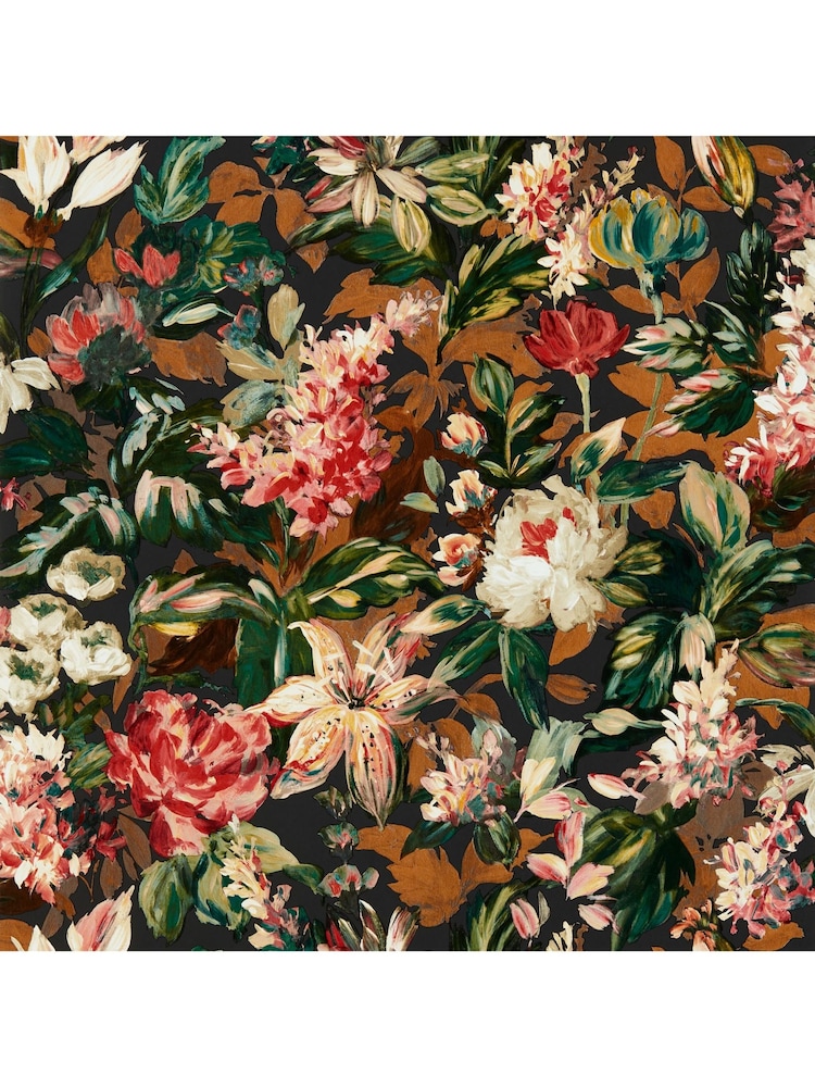 Clarke & Clarke Russet Noir Marianne Lilum Wallpaper Sample - Image 1 of 1