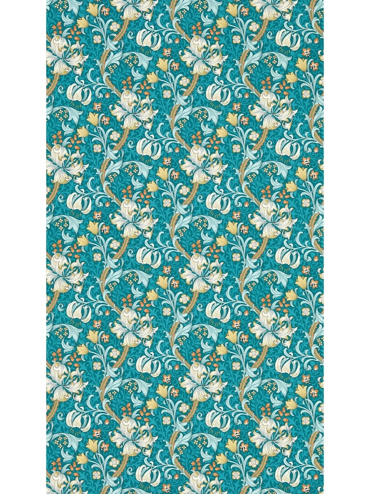 Clarke & Clarke Teal Golden Lily Wallpaper Sample - Image 1 of 1