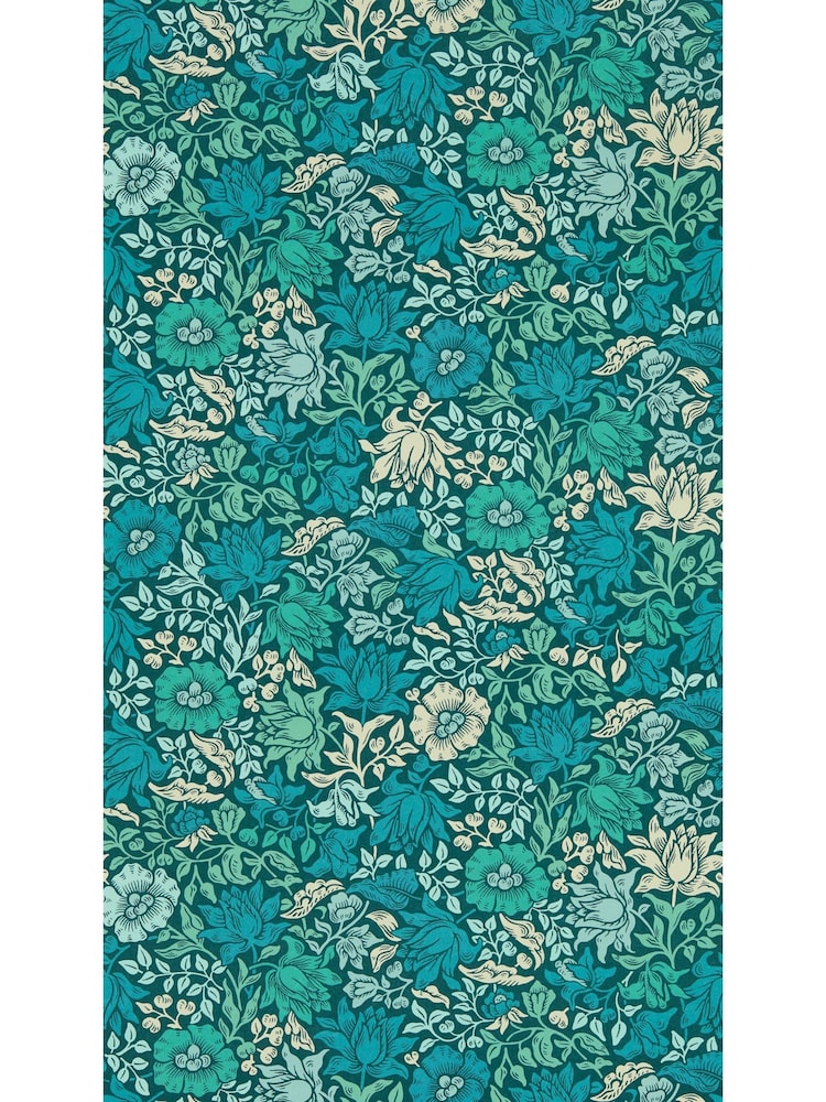 Clarke & Clarke Teal William Morris Mallow Wallpaper Sample - Image 1 of 1