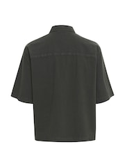 Kaffe Grey KAnaya Short Sleeve 100% Cotton Pocket Shirt - Image 5 of 5