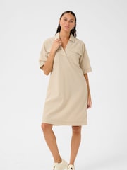 Kaffe Natural KAnaya Short Sleeve Above Knee 100% Cotton Dress - Image 2 of 4