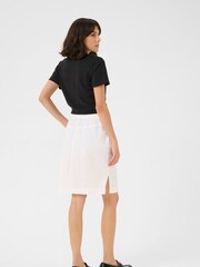 Kaffe KAnaya Knee Length Elastic Waist 100% Cotton White Skirt - Image 4 of 6