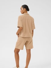Kaffe Natural KAnaya Short Sleeve 100% Cotton Pocket Shirt - Image 3 of 5