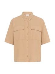 Kaffe Natural KAnaya Short Sleeve 100% Cotton Pocket Shirt - Image 4 of 5