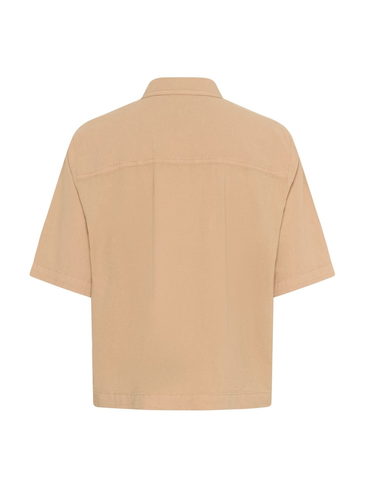Kaffe Natural KAnaya Short Sleeve 100% Cotton Pocket Shirt - Image 5 of 5