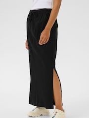 Kaffe KAnaya Elastic Waist Pockets Maxi 100% Cotton Black Skirt - Image 2 of 5