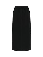 Kaffe KAnaya Elastic Waist Pockets Maxi 100% Cotton Black Skirt - Image 4 of 5
