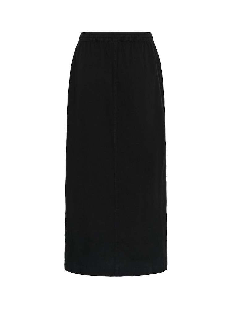 Kaffe KAnaya Elastic Waist Pockets Maxi 100% Cotton Black Skirt - Image 5 of 5