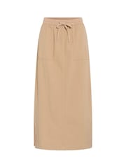 Kaffe Natural KAnaya Elastic Waist Pockets Maxi 100% Cotton Skirt - Image 1 of 2