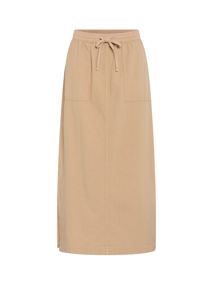 Kaffe Natural KAnaya Elastic Waist Pockets Maxi 100% Cotton Skirt - Image 1 of 2