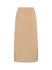 Kaffe Natural KAnaya Elastic Waist Pockets Maxi 100% Cotton Skirt - Image 2 of 2