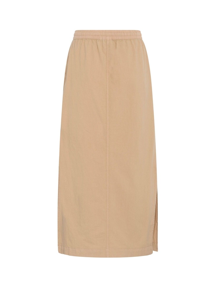 Kaffe Natural KAnaya Elastic Waist Pockets Maxi 100% Cotton Skirt - Image 2 of 2