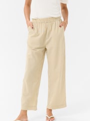 Kaffe Natural KAnaya Stripes Cropped Culotte 100% Cotton Trousers - Image 1 of 5