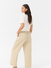 Kaffe Natural KAnaya Stripes Cropped Culotte 100% Cotton Trousers - Image 2 of 5