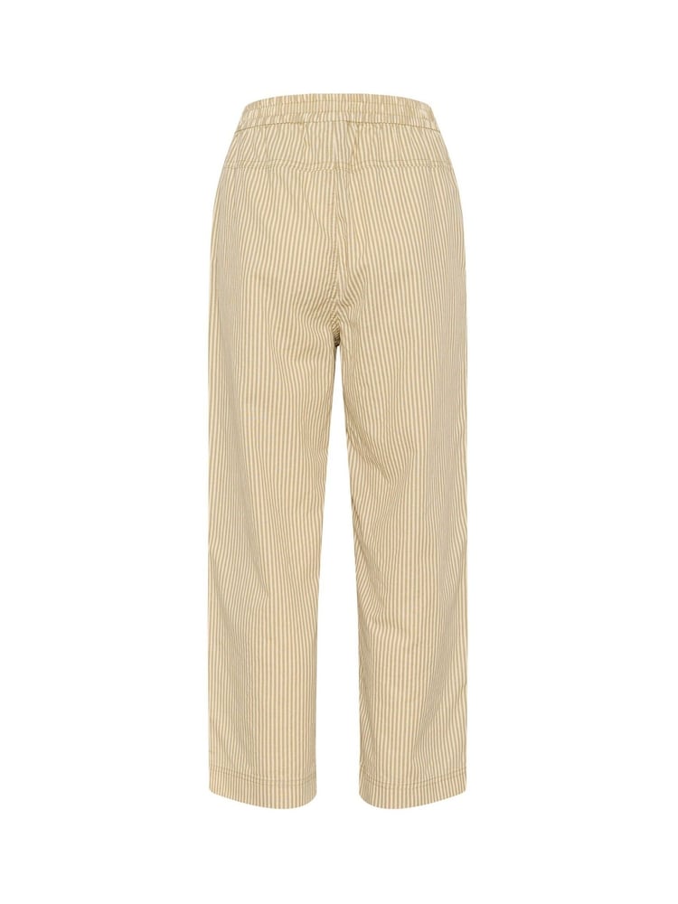 Kaffe Natural KAnaya Stripes Cropped Culotte 100% Cotton Trousers - Image 5 of 5