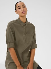 Kaffe Oversized Green KAnaya Above Knee Length 100% Cotton Shirt - Image 1 of 5