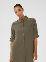 Kaffe Oversized Green KAnaya Above Knee Length 100% Cotton Shirt - Image 2 of 5
