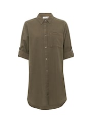 Kaffe Oversized Green KAnaya Above Knee Length 100% Cotton Shirt - Image 4 of 5