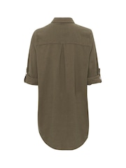 Kaffe Oversized Green KAnaya Above Knee Length 100% Cotton Shirt - Image 5 of 5