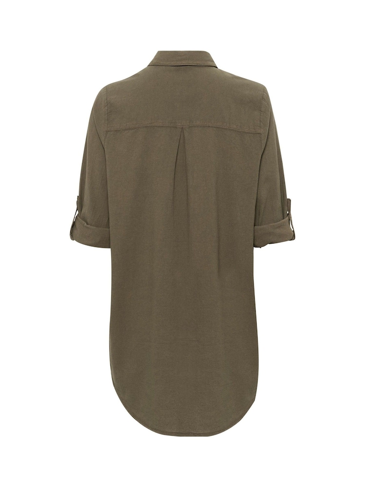 Kaffe Oversized Green KAnaya Above Knee Length 100% Cotton Shirt - Image 5 of 5