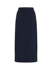 Kaffe Blue KAnaya Elastic Waist Pocket Maxi 100% Cotton Skirt - Image 1 of 2