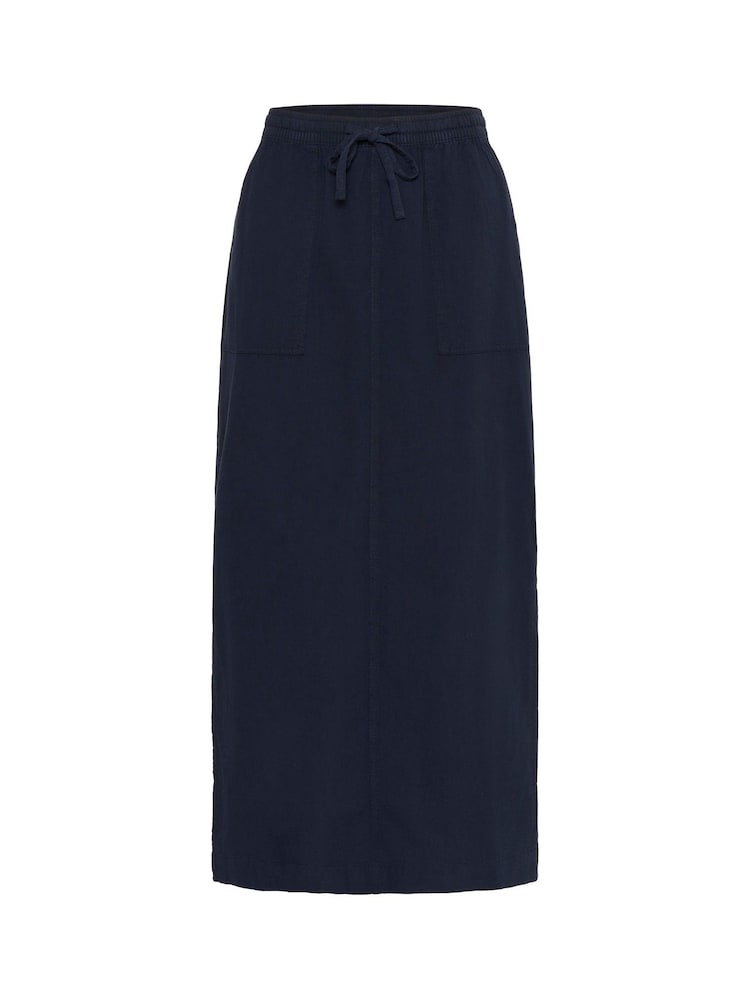 Kaffe Blue KAnaya Elastic Waist Pocket Maxi 100% Cotton Skirt - Image 1 of 2