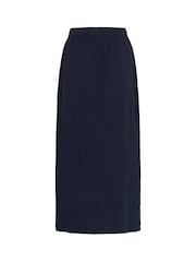 Kaffe Blue KAnaya Elastic Waist Pocket Maxi 100% Cotton Skirt - Image 2 of 2