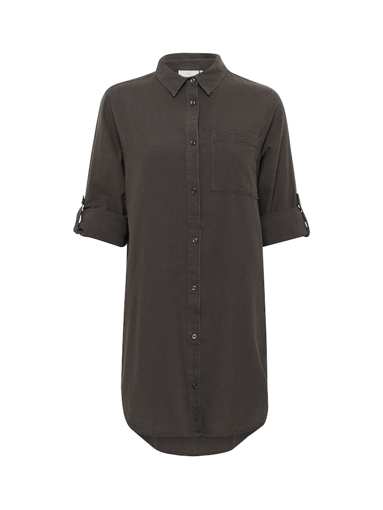 Kaffe Oversized Grey KAnaya Tunic 100% Cotton Shirt - Image 4 of 6