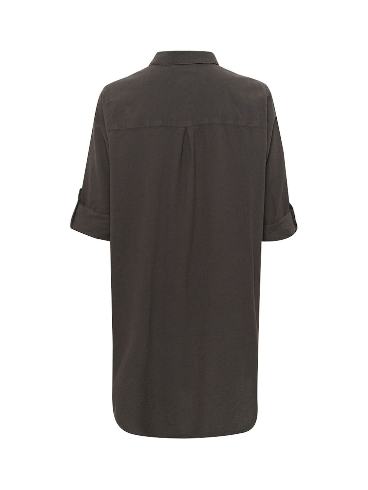 Kaffe Oversized Grey KAnaya Tunic 100% Cotton Shirt - Image 5 of 6