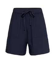 Kaffe Blue KAnaya Wide Legs Elastic Waist 100% Cotton Shorts - Image 1 of 2